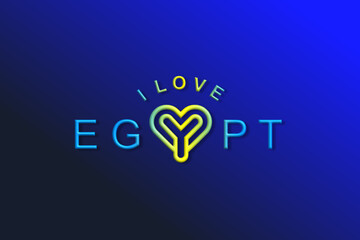 Vector is the word "I LOVE EGYPT". Rounded, outline and elegant