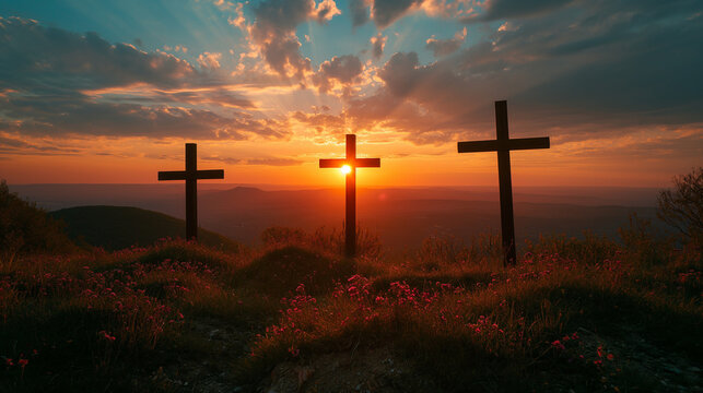 Monte del calvario, con 3 cruces