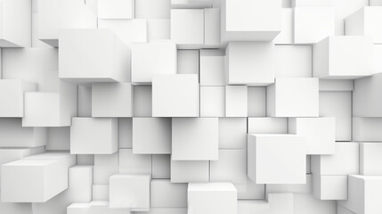 Abstract white cubes in a 3D grid, background