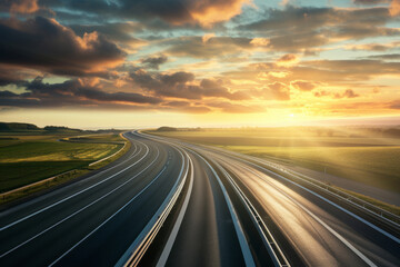 Naklejka premium A beautiful scenic image of a highway in motion.