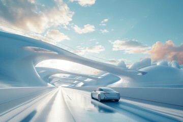 Obraz premium White modern architecture and open ground.