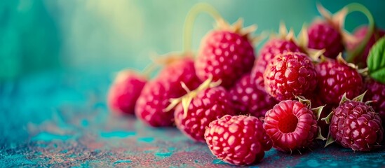 Vibrant hues of ripe raspberries against a summery backdrop