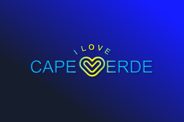 Vector is the word "I LOVE CAPE VERDE". Rounded, outline and elegant