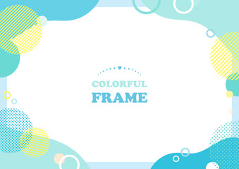 手描きのウェーブと幾何学模様の背景素材。ブルーと黄色が夏のイメージ。シンプルなデザインがビジネスやセールチラシに最適。