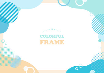 手描きのウェーブと幾何学模様の背景素材。ブルーとベージュが夏のビーチのイメージ。シンプルなデザインがビジネスやセールチラシに最適。