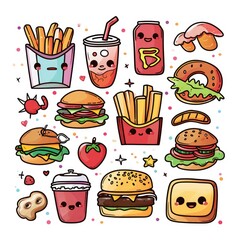 Set of food various style cartoon