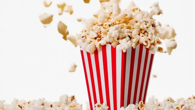popcorn food, popcorn flying out, footage, 4k footage, videos