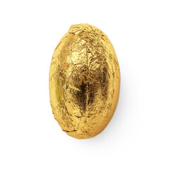 Naklejka premium Tasty chocolate Easter egg in foil on white background