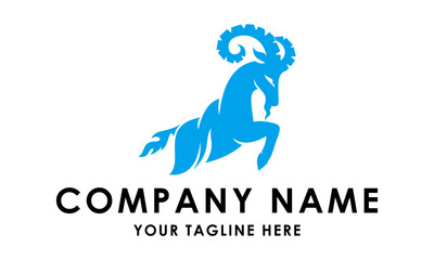 Blue Color Goat Jump Logo Design