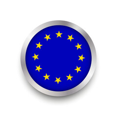 Europe EU flag button. Vector illustration. EPS 10.