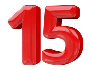 15 number red 3d render