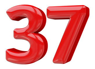 37 number red 3d render