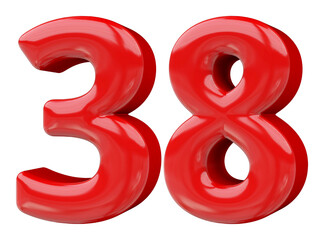 38 number red 3d render