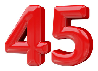 45 number red 3d render