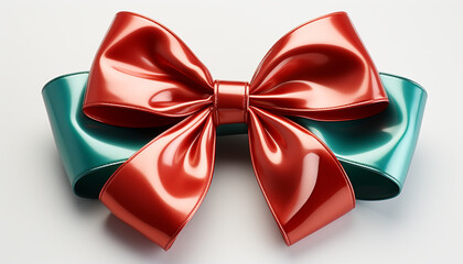 Shiny gift box with tied bow, elegant decoration generated by AI
