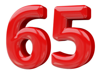 65 number red 3d render