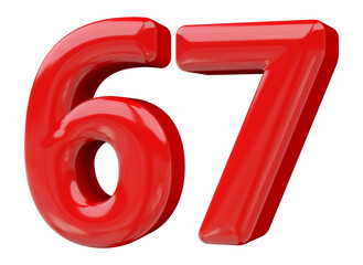 67 number red 3d render