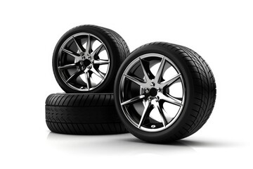 Obraz premium wheels with tires isolated on white background