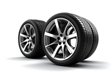 Obraz premium wheels with tires isolated on white background