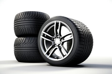 wheels with tires isolated on white background