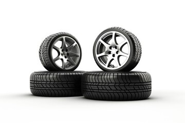 wheels with tires isolated on white background