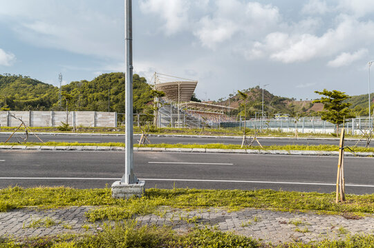Paved driveways and grandstands for the public, tension between modern development and nature conservation in Mandalika Circuit, Indonesia