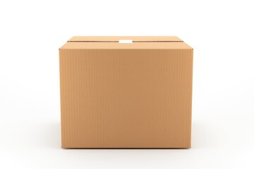 Close-up cardboard box on white background