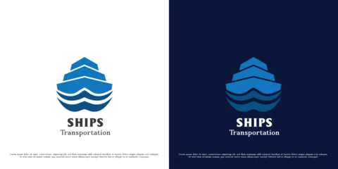 Foto op Canvas Cruise ship logo design illustration. Sea transportation ship silhouette. shipping on ocean waterways business. Flat icon symbol simple minimal geometric minimalist elegant in calm confidence bold. © Morvana
