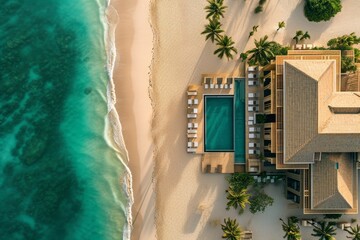 Luxury beach house with pool beside the ocean.