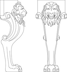 Vector sketch illustration of classic vintage ethnic table leg design animal greek roman gods goddess