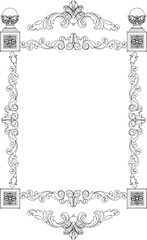 Vector sketch illustration of classical vintage ethnic motif decorative frame design