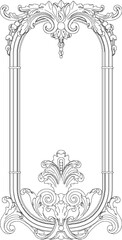 Vector sketch illustration of mirror glass frame design with classic vintage ethnic motifs