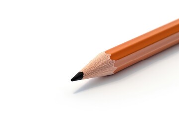 Close-up wooden pencil on white background