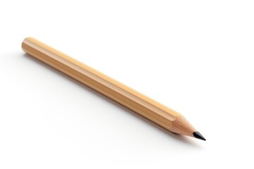 Close-up wooden pencil on white background