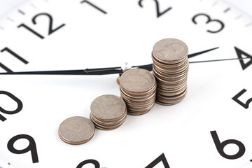 US coins on a clock