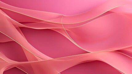 abstract pink background with net-shaped gold lines. generative ai