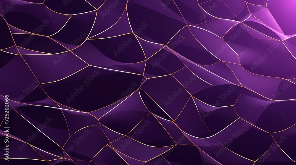 Aufkleber abstract purple background with net-shaped gold lines. generative ai