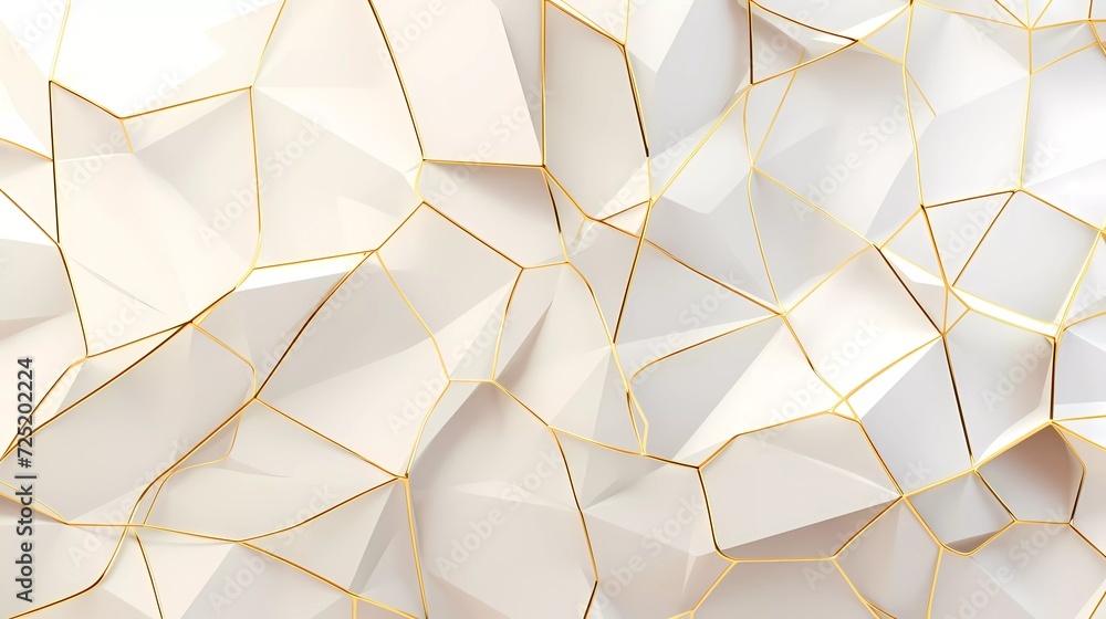 Poster abstract silver background with net-shaped gold lines. generative ai