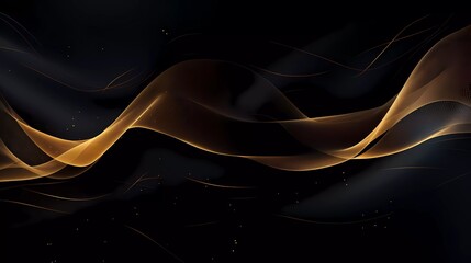 abstract black background with net-shaped gold lines. generative ai