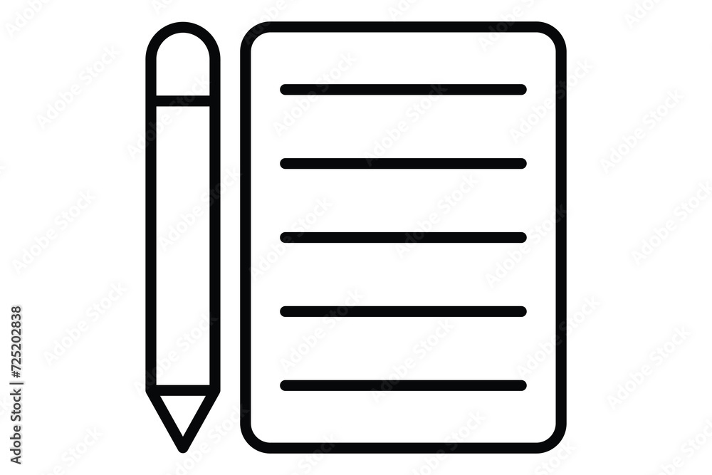 Poster pencil and notepad icon. icon related to lesson planning and note-taking. line icon style. element i