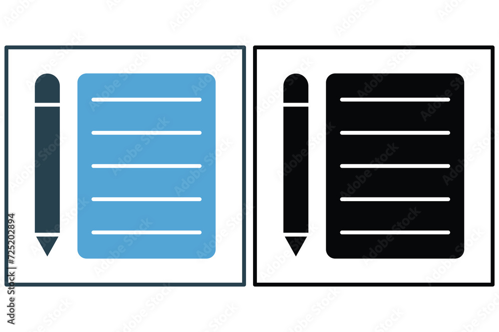 Poster pencil and notepad icon. icon related to lesson planning and note-taking. solid icon style. element 