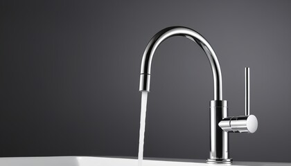 Modern Faucet: A Sleek Design Isolated on Gray Background