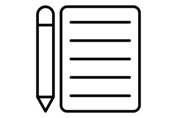Pencil and Notepad icon. icon related to lesson planning and note-taking. line icon style. element illustration