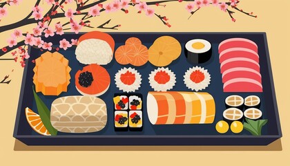 Osechi: A Vector Illustration of Japanese Traditional New Year’s Dish