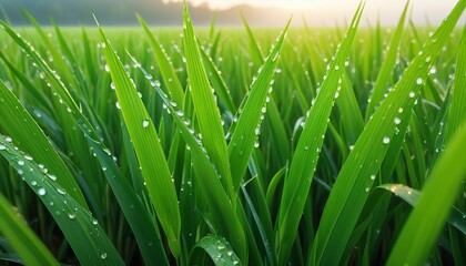 Fototapeta na wymiar Nature’s Morning Rituals: Tranquil Rice Field at Dawn Vector Design