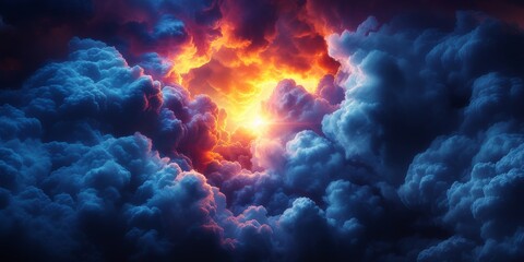 Dramatic Sunrise Over Clouds - Skyline View