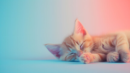 White fluffy cat on a bed, blue-eyed and adorable, surrounded by a playful mouse, capturing the essence of a cute domestic scene