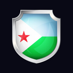 Obraz premium Djibouti Silver Shield Flag Icon