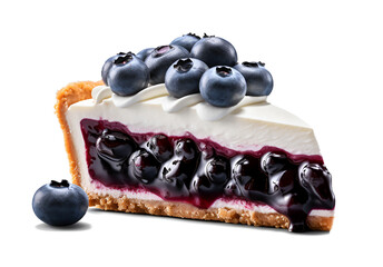 One piece of Blueberry Pie, side view. Isolated