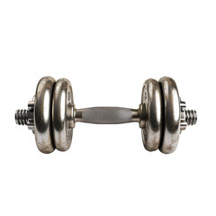 Fototapeta premium Sportive metal dumbbell, isolated on transparent background